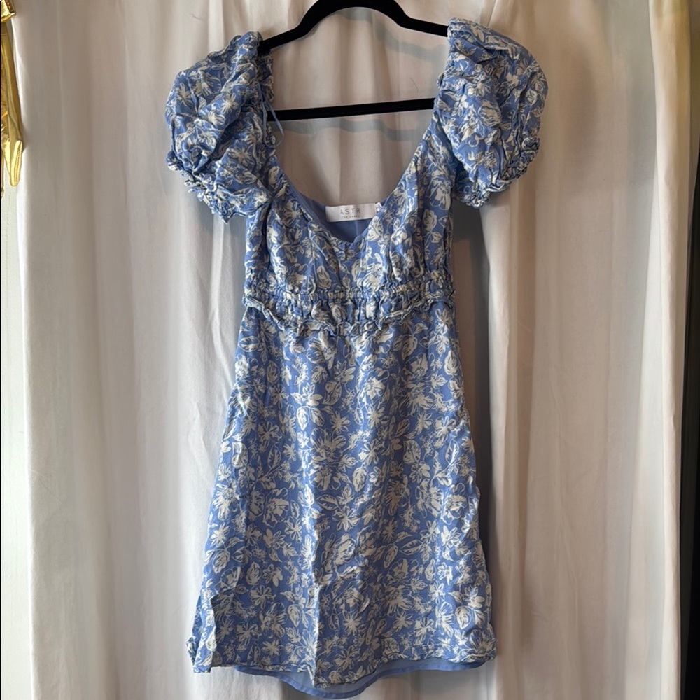 Shabby chic Floral Blue Dress